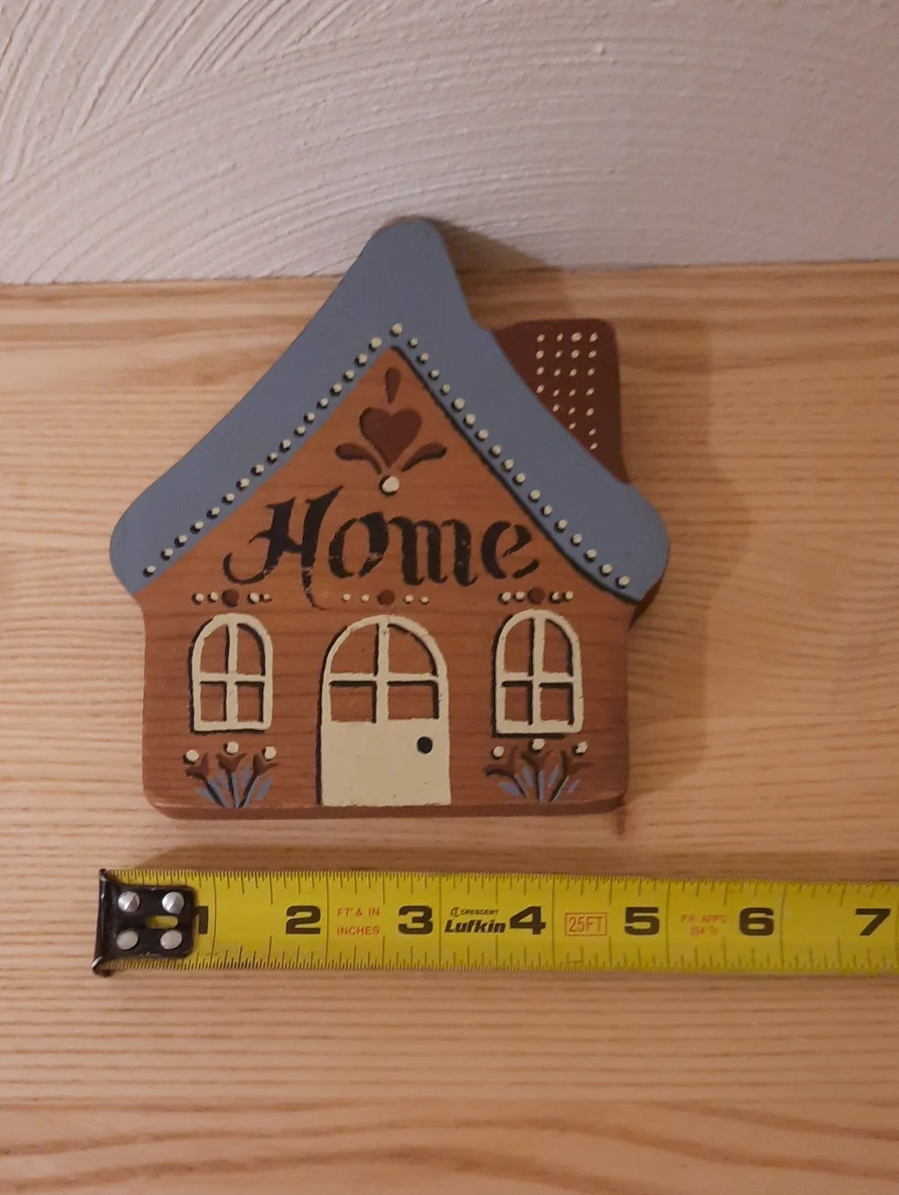 Vintage HOMCO 1980's Blue Country Home Sweet Home Wooden Hearts